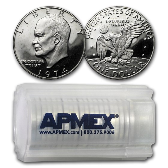 1974-S Clad Eisenhower Dollars 20-Coin Roll Gem Proof 1974-S Clad Eisenhower Dollars 20-Coin Roll Gem Proof